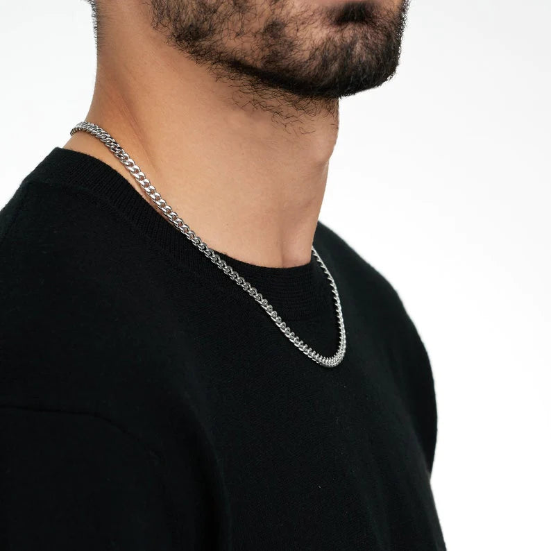 Silver Cuban Neck Chain For Men