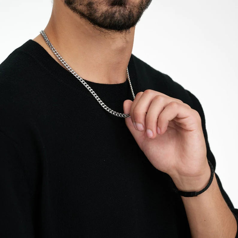 Silver Cuban Neck Chain For Men